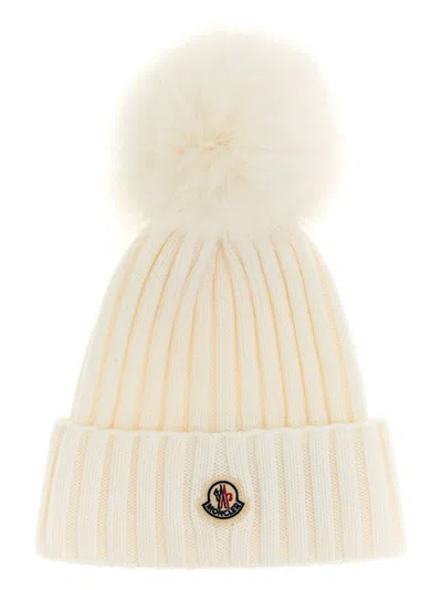 Moncler Pompon Wool Beanie In Neutral