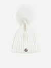 Moncler Pompon Wool Beanie In White