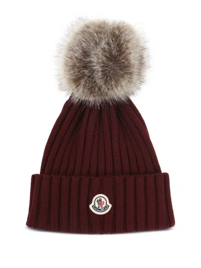 Moncler Pon Pon Wool Beanie In Brown