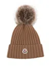 Moncler Pon Pon Wool Beanie In Brown