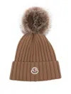 Moncler Pon Pon Wool Beanie In Sand