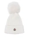 Moncler Pompom-detail Ribbed Beanie In White