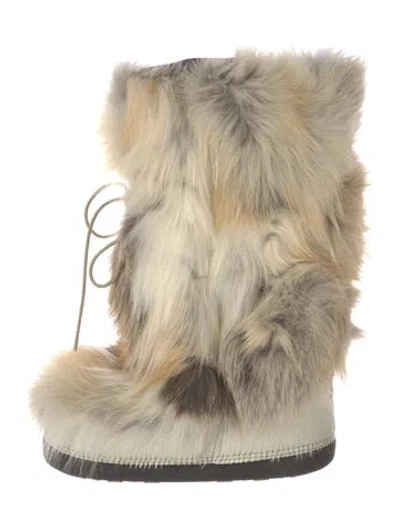Pre-owned Moncler Ponyhair Snow Boots In Neutrals