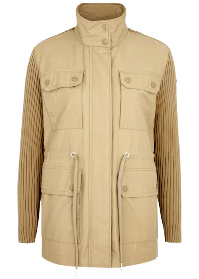 Moncler Poplin And Knitted Jacket In Beige