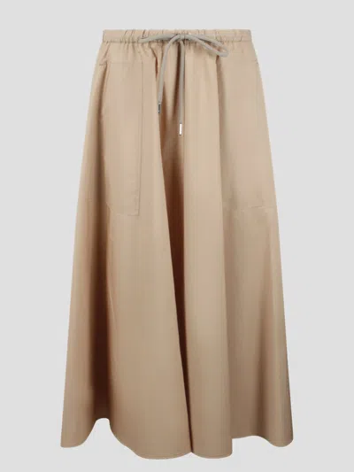 Moncler Drawstring Midi Skirt In Beige