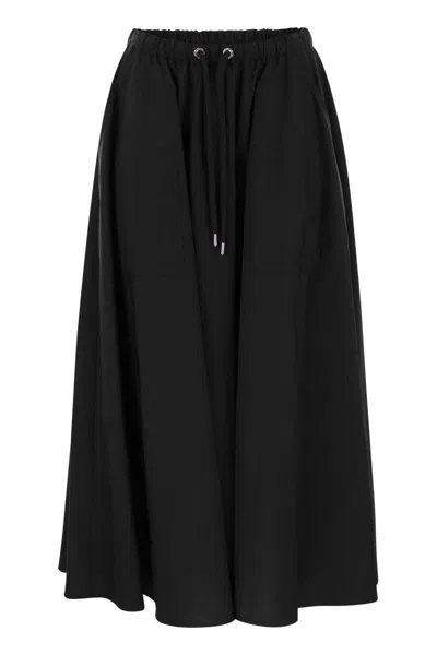 Moncler Poplin Maxi Skirt In Black