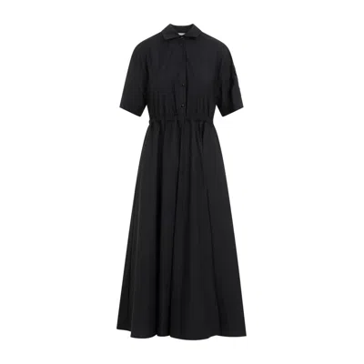 Moncler Poplin Midi Shirt Dress In Black