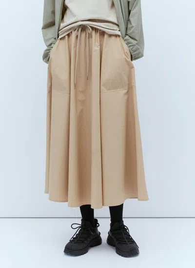 Moncler Poplin Midi Skirt In Beige