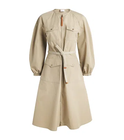 Moncler Poplin Mini Dress In Neutral