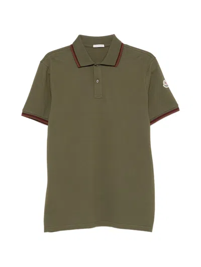 Moncler Premium Cotton Short Sleeve Polo For Men In Green
