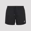 Moncler Logo Patch Detail Elastic Waist Swim Shorts In Black