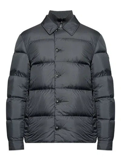 Moncler Pres Buttoned Padded Jacket In Black