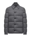 Moncler Pres Cashmere Blend Down Shirt Jacket In Gray