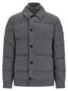 Moncler Pres Cashmere Blend Down Shirt Jacket In Gray