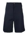 Moncler Pressed-crease Cotton Shorts In Blue