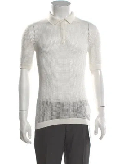 Pre-owned Moncler Printed Collar Polo Shirt W/ Tags In White