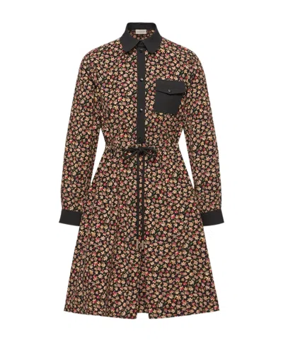 Moncler Printed Corduroy Dress In Multi