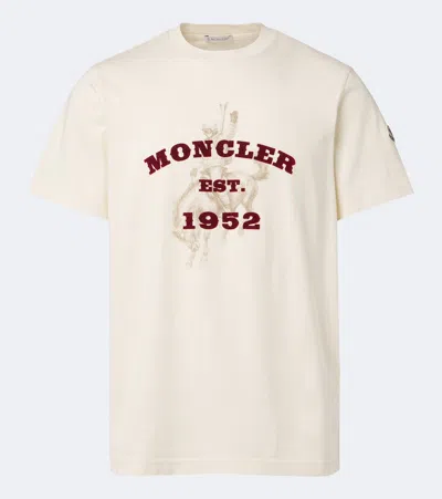 Moncler Horse Print Cotton Jersey T-shirt In White