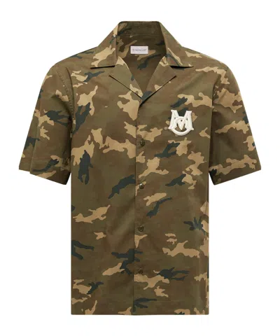 Moncler Printed Cotton Short Sleeve Shirt In Green