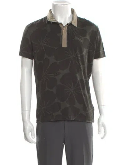 Pre-owned Moncler Printed Crew Neck Polo Shirt In Green