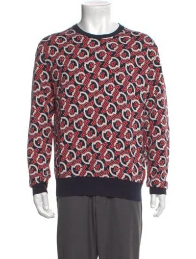 Pre-owned Moncler Printed Crew Neck Pullover In Red