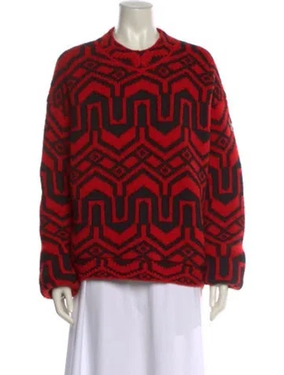 Pre-owned Moncler Printed Crew Neck Sweater In Red