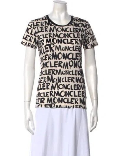 Pre-owned Moncler Printed Crew Neck T-shirt In Neutral