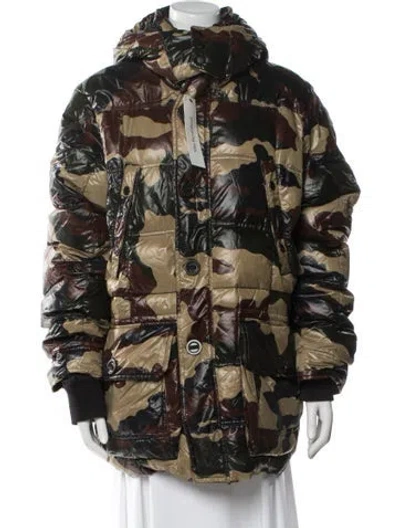 Pre-owned Moncler Printed Down Coat In Black