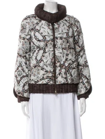 Pre-owned Moncler Printed Down Jacket In Blue