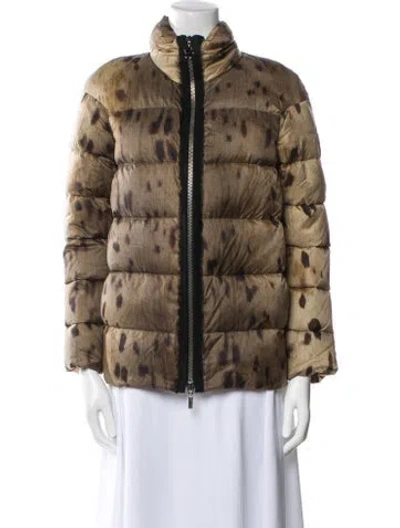 Pre-owned Moncler Printed Down Jacket In Brown