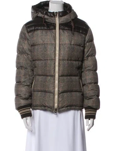 Pre-owned Moncler Printed Down Jacket In Gray