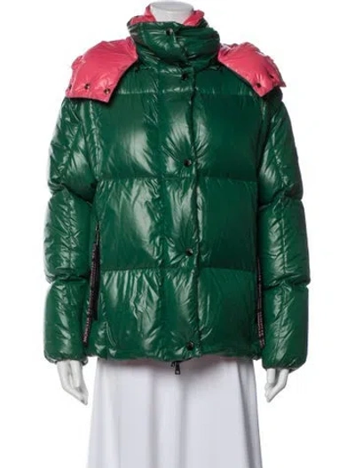 Pre-owned Moncler Printed Down Jacket In Green