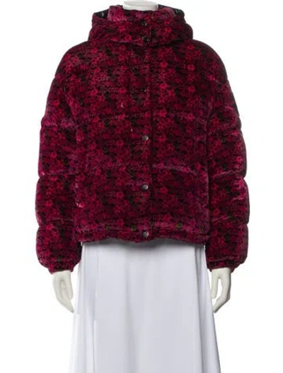 Pre-owned Moncler Printed Down Jacket In Red