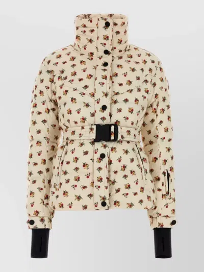 Moncler Printed Down Parka Coat In Neutral