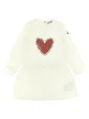 Moncler Jersey Mini Dress With Heart Print Kids In White