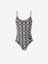 Moncler Printed Elastic Swimsuit In Black