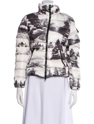 Pre-owned Moncler Printed Faux Fur Jacket In Multi
