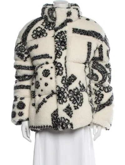 Pre-owned Moncler Printed Faux Fur Jacket W/ Tags In Neutral