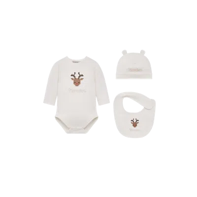 Moncler Printed Logo Cotton Set, Children, White, Size: 6/9m