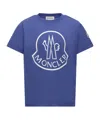 Moncler Printed Logo Cotton T-shirt In Blue
