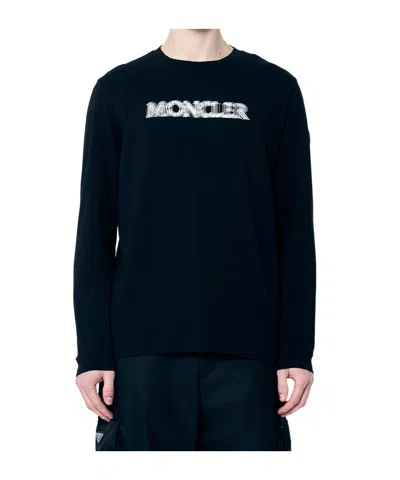 Moncler Printed Long-sleeved T-shirt In Black
