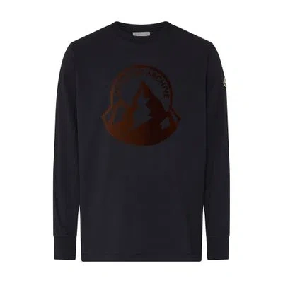 Moncler Printed Long-sleeved T-shirt In Navy