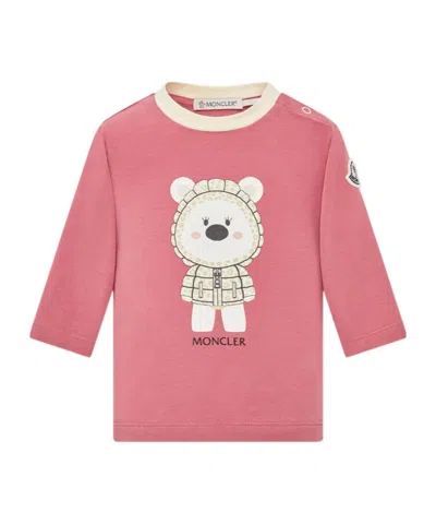Moncler Printed Long-sleeved T-shirt In Pink