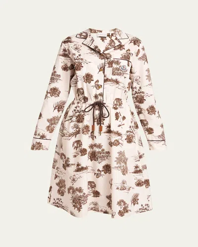 Moncler Printed Long-sleeve Dress In Multi