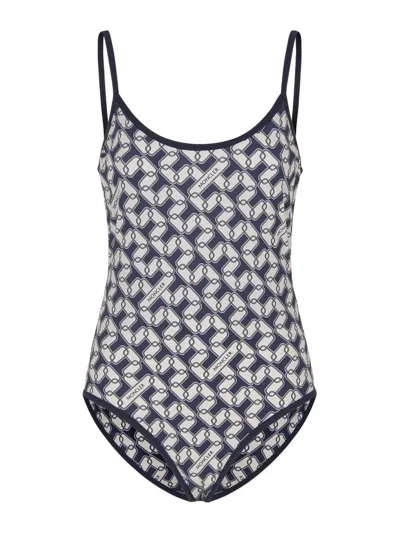 Moncler Chainlink Printed One-piece Swimsuit In Natural