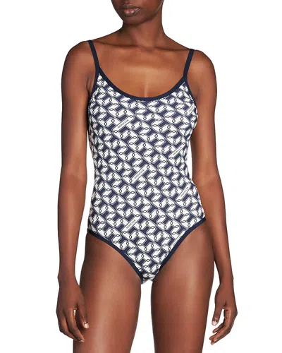 Moncler Womens Printed Beachwear One-piece Swimsuit In Black