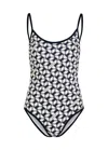 Moncler Chainlink Printed One-piece Swimsuit In Navy