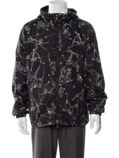 Pre-owned Moncler Printed Parka In Black