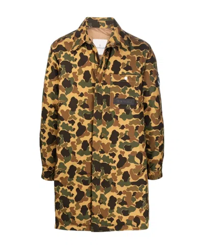 Moncler Printed Pattern Down Jacket In Brown