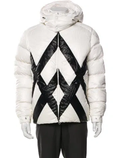 Pre-owned Moncler Printed Puffer Coat In White